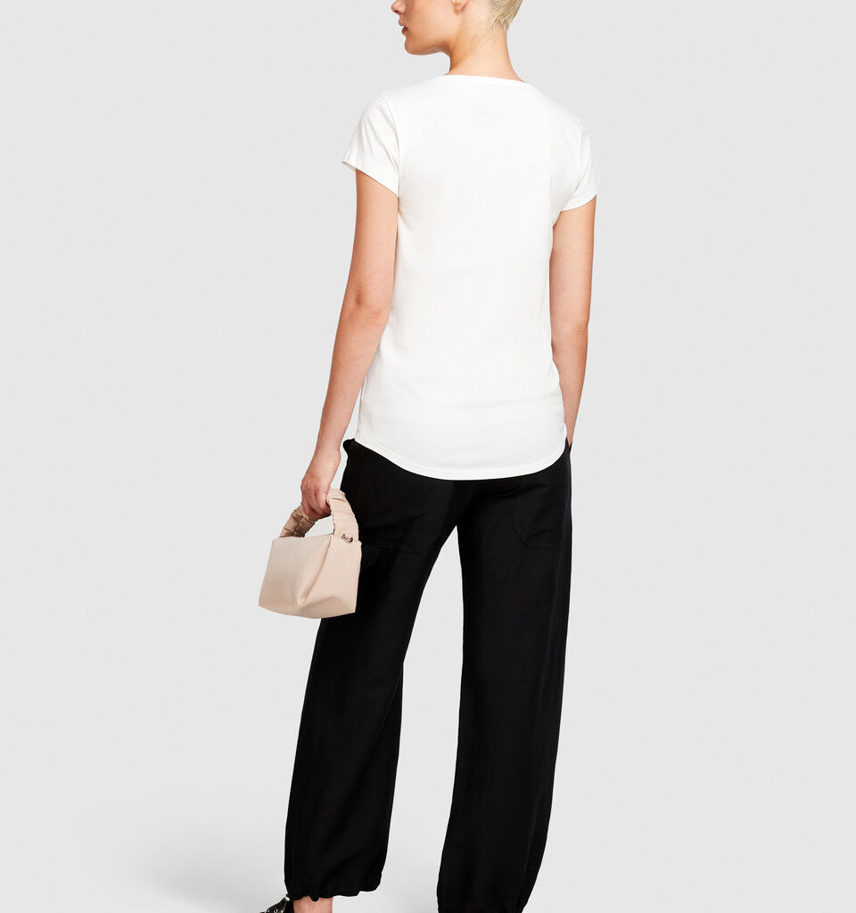 T-shirt with glossy print - women's short sleeve t-shirts - White | Sisley image number 3